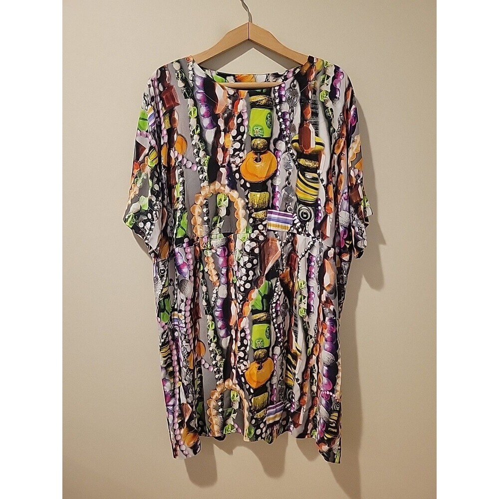 Bitte Kai Rand Dress Oversized Artsy Multicolor All Over Bead Jewel Print Size M